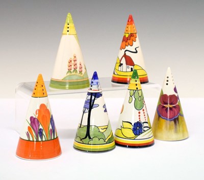 Lot 321 - Clarice Cliff limited edition ceramics - Six conical sugar sifters