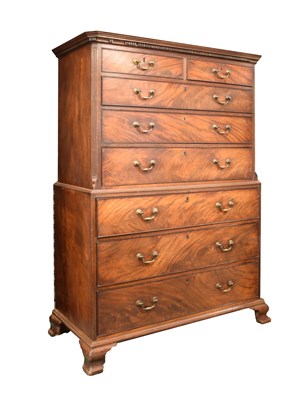 Lot 607 - George III mahogany chest on chest