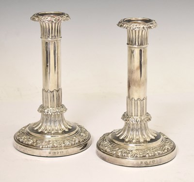 Lot 82 - Pair of Victorian silver candlesticks