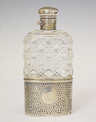 Lot 188 - Late Victorian silver and cut glass hip flask