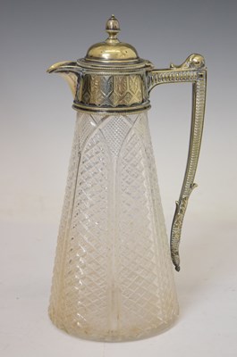 Lot 376 - Silver plated and cut glass claret jug