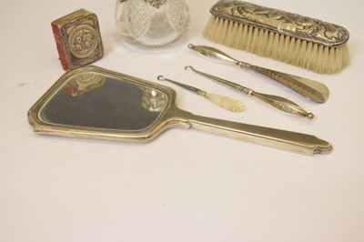 Lot 175 - Edward VII silver mounted perfume bottle, and a quantity of silver handled dressing table items