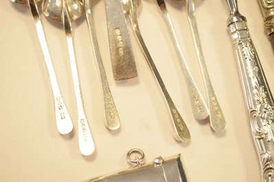 Lot 165 - Set of six Elizabeth II silver teaspoons set cabochon with matching caddy spoon