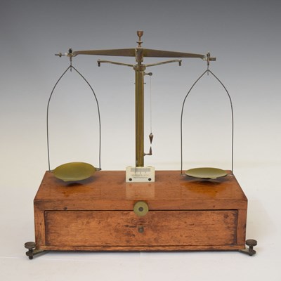 Lot 311 - Early 20th century set of mahogany and brass scales and weights