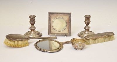 Lot 287 - Pair of Elizabeth II silver candlesticks, etc