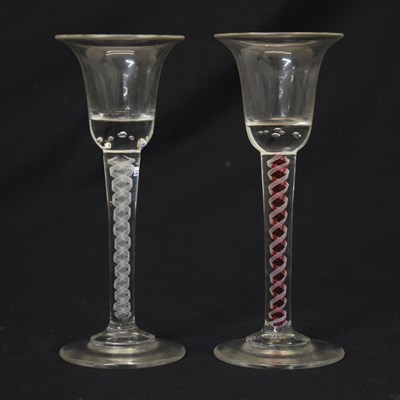 Lot 515 - Two 18th century style opaque twist glasses