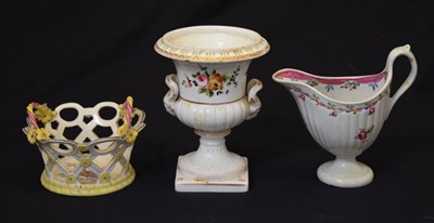 Lot 529 - New hall style cream jug, urn and pierced basket