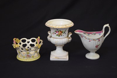 Lot 529 - New hall style cream jug, urn and pierced basket
