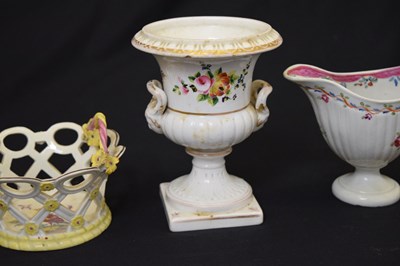 Lot 529 - New hall style cream jug, urn and pierced basket