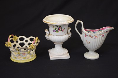Lot 529 - New hall style cream jug, urn and pierced basket