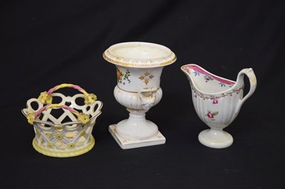 Lot 529 - New hall style cream jug, urn and pierced basket