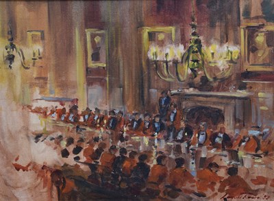 Lot 643 - Lincoln Rowe (20th century) - Oil on canvas - Mess Dinner