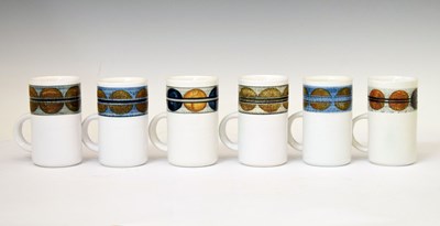 Lot 374 - Set of six Troika pottery mugs