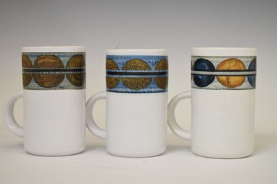 Lot 374 - Set of six Troika pottery mugs
