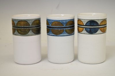 Lot 374 - Set of six Troika pottery mugs