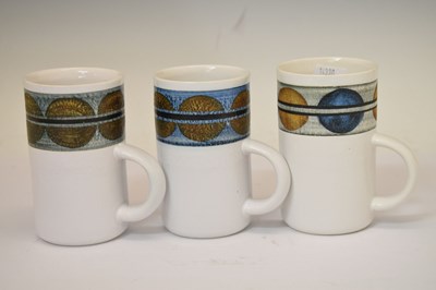 Lot 374 - Set of six Troika pottery mugs