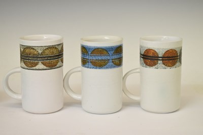 Lot 374 - Set of six Troika pottery mugs