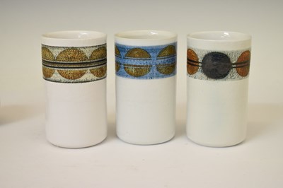 Lot 374 - Set of six Troika pottery mugs