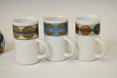 Lot 374 - Set of six Troika pottery mugs