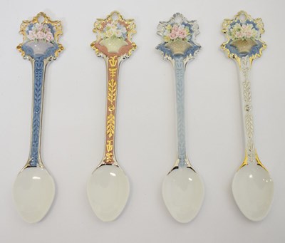 Lot 437 - Lladro Caprichos - Four cased porcelain spoons