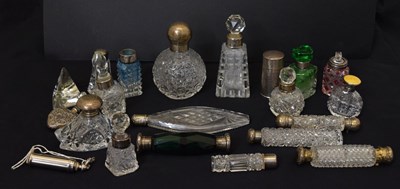 Lot 177 - Quantity of mainly silver mounted and capped perfume and scent bottles