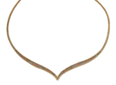 Lot 59 - Italian yellow metal (9K) three-colour necklace