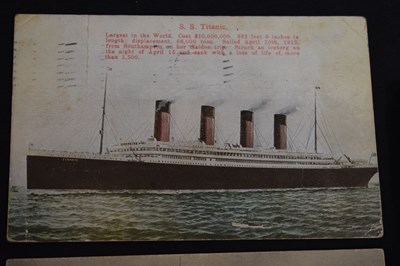Lot 120 - Titanic Interest - Group of postcards and Daily Mirror paper