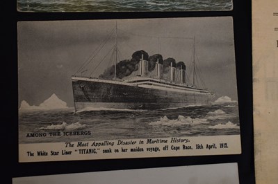 Lot 120 - Titanic Interest - Group of postcards and Daily Mirror paper