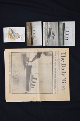 Lot 120 - Titanic Interest - Group of postcards and Daily Mirror paper