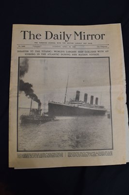 Lot 120 - Titanic Interest - Group of postcards and Daily Mirror paper