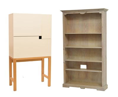 Lot 635 - Modern compact desk , together with a lime-washed open bookcase