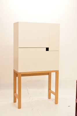 Lot 635 - Modern compact desk , together with a lime-washed open bookcase