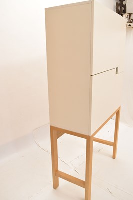 Lot 635 - Modern compact desk , together with a lime-washed open bookcase