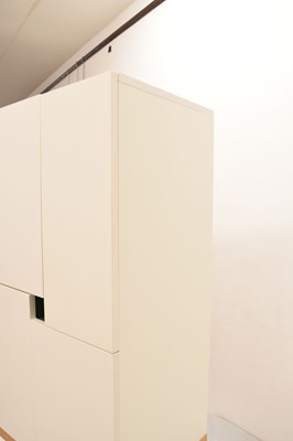 Lot 635 - Modern compact desk , together with a lime-washed open bookcase