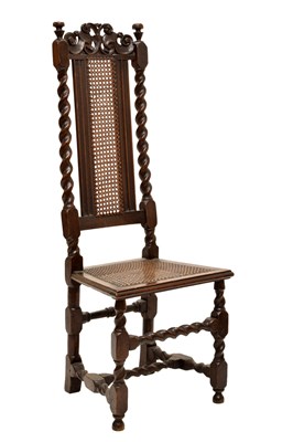 Lot 407 - Late 17th century walnut and cane high-back chair