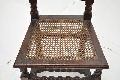 Lot 407 - Late 17th century walnut and cane high-back chair