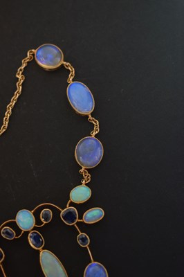 Lot 28 - Opal and sapphire pendant necklace in the Arts and Crafts manner