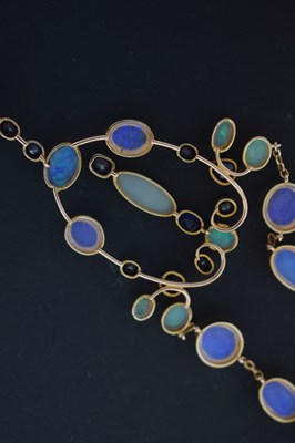 Lot 28 - Opal and sapphire pendant necklace in the Arts and Crafts manner