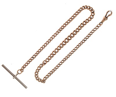 Lot 57 - 9ct gold graduated curb link Albert watch chain
