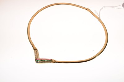 Lot 26 - Diamond, ruby, emerald and sapphire collar necklace