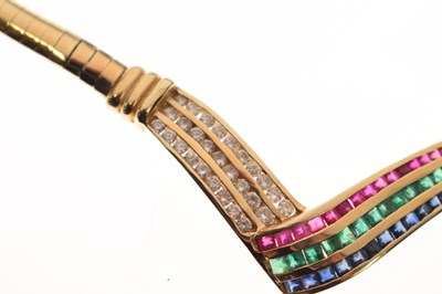 Lot 26 - Diamond, ruby, emerald and sapphire collar necklace