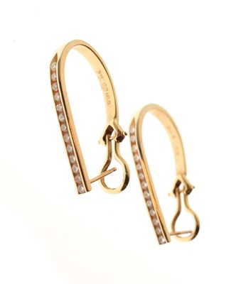 Lot 86 - Pair of yellow metal (14K) diamond-set earrings