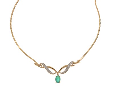 Lot 40 - 9ct gold, emerald and diamond pendant