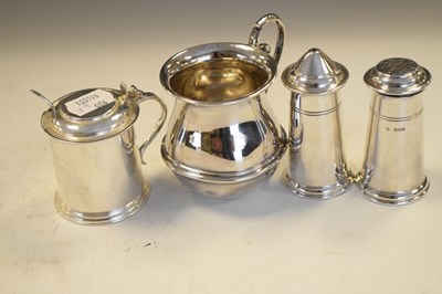 Lot 169 - Elizabeth II silver three-piece condiment set, Sheffield 1962 & 1965 together with