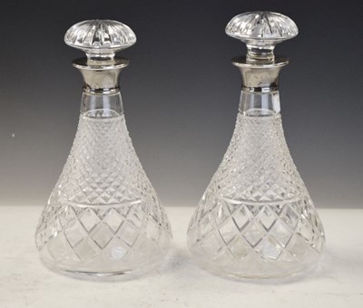 Lot 191 - Pair of Elizabeth II silver-mounted cut glass decanters, London 1972
