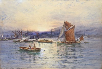 Lot 291 - William E Harris (1860-1930) - Watercolour - River Thames