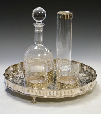 Lot 200 - 800 stamped white metal carafe and glasses