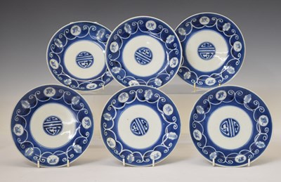 Lot 608 - Six Chinese blue and white porcelain saucer dishes