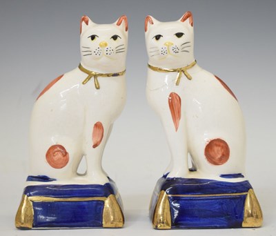 Lot 407 - Pair of Staffordshire style seated cats