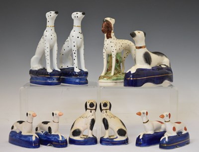 Lot 406 - Group of assorted Staffordshire and Staffordshire-style dogs